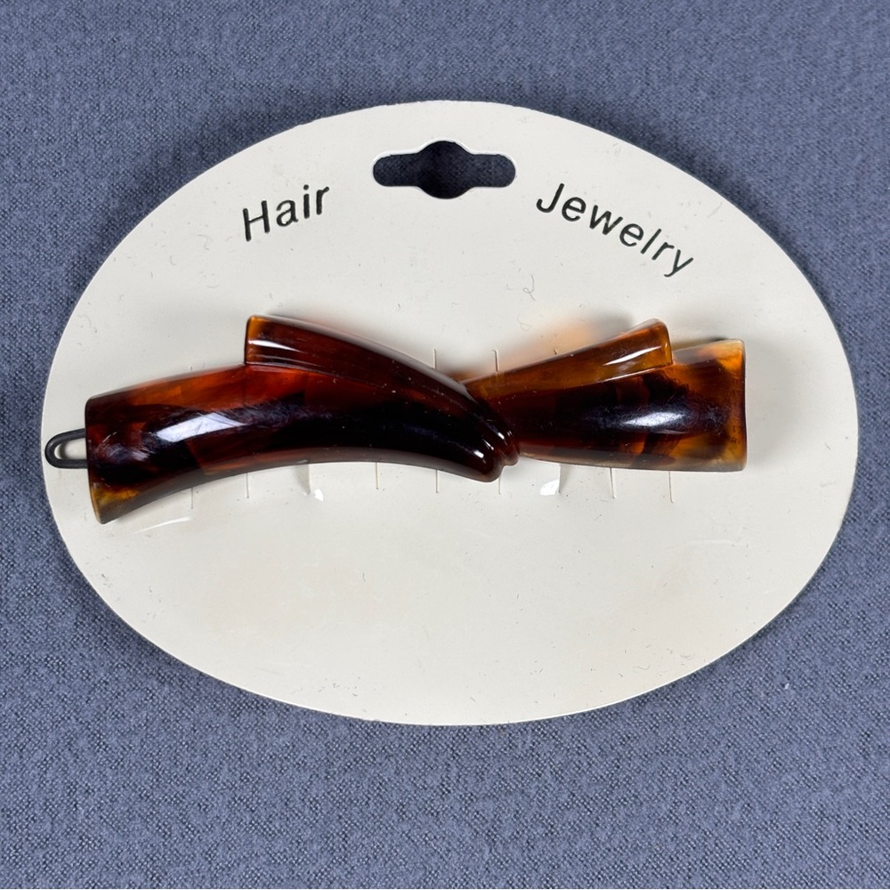 Vintage Barrette Metal Hair Clip French Thin France Art Deco Bow 2.75” NOS